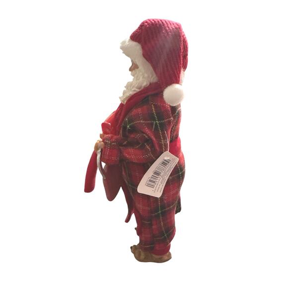 Collectable santa Clause 11” in bathrob and slippers w/coffee and santa mail NWT - Picture 4 of 6
